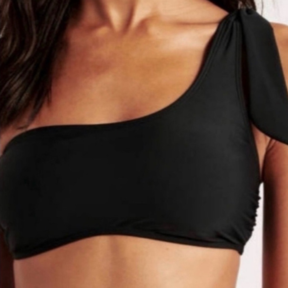 Abercrombie & Fitch Black One-Shoulder Bikini Top